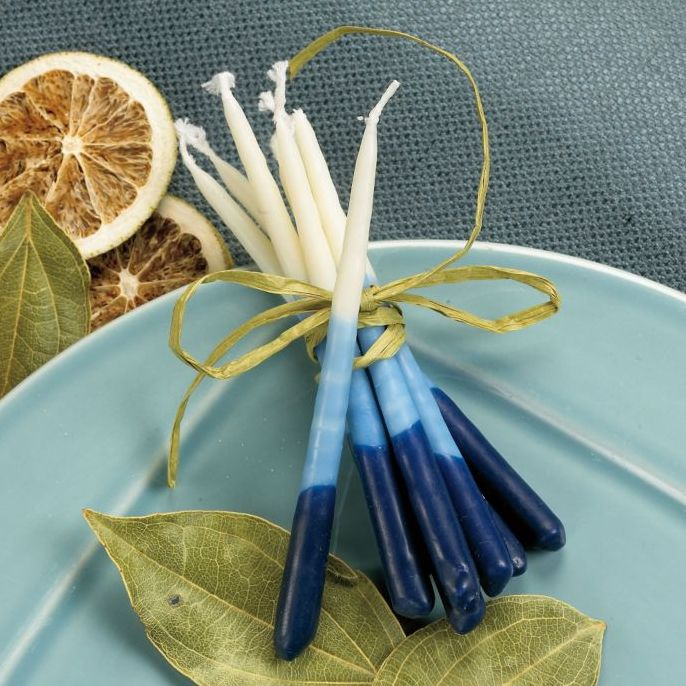 Premium Chanukah Candles Blue Light Blue & White
