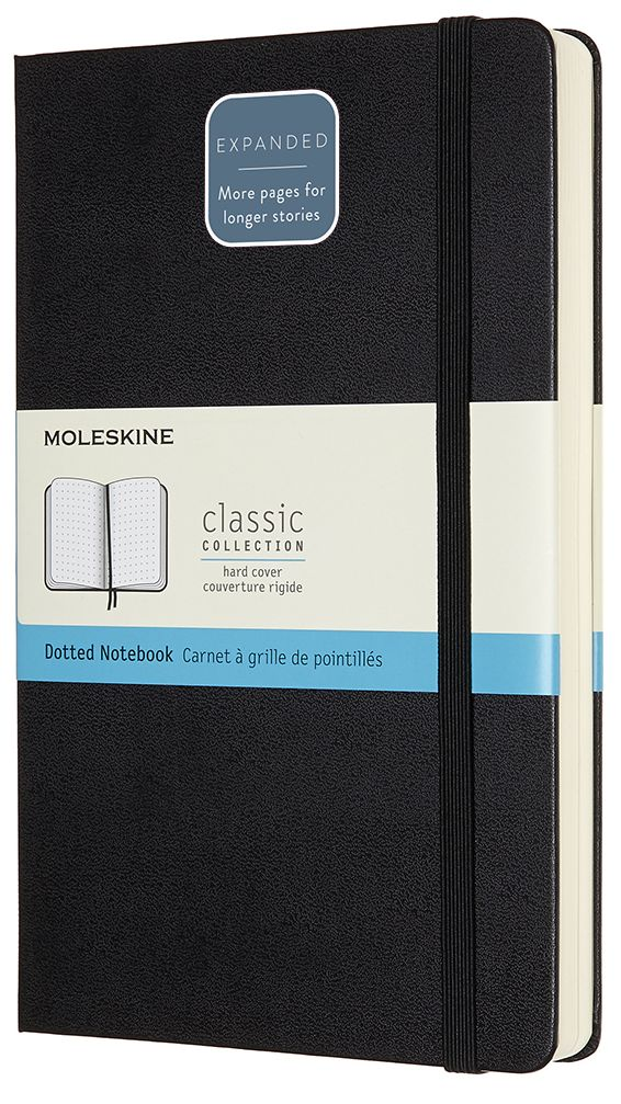Moleskine Notebook, Expanded Large, Dotted, Black Hard Cover (5 x 8.25)