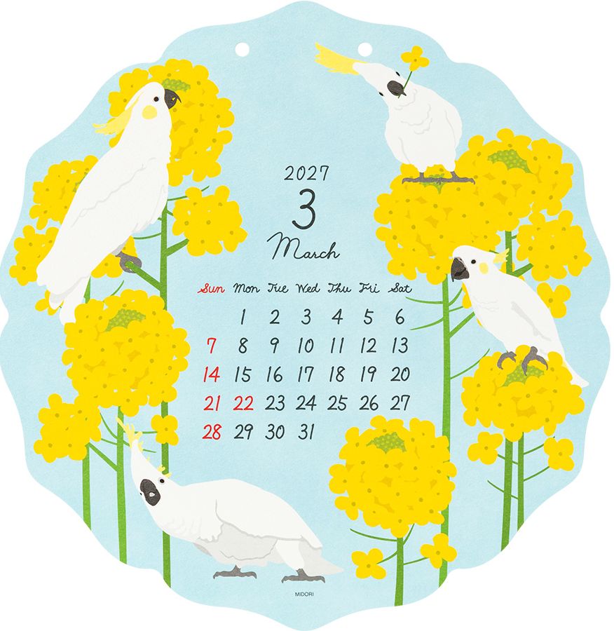 2027 Midori Calendar Wall Hanging Die Cut Bird