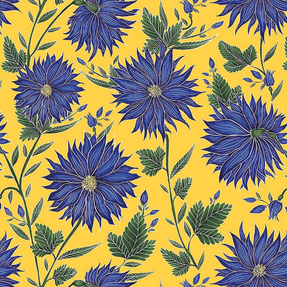 Royal Blue Dahlia Flat Wrap | Paper Source