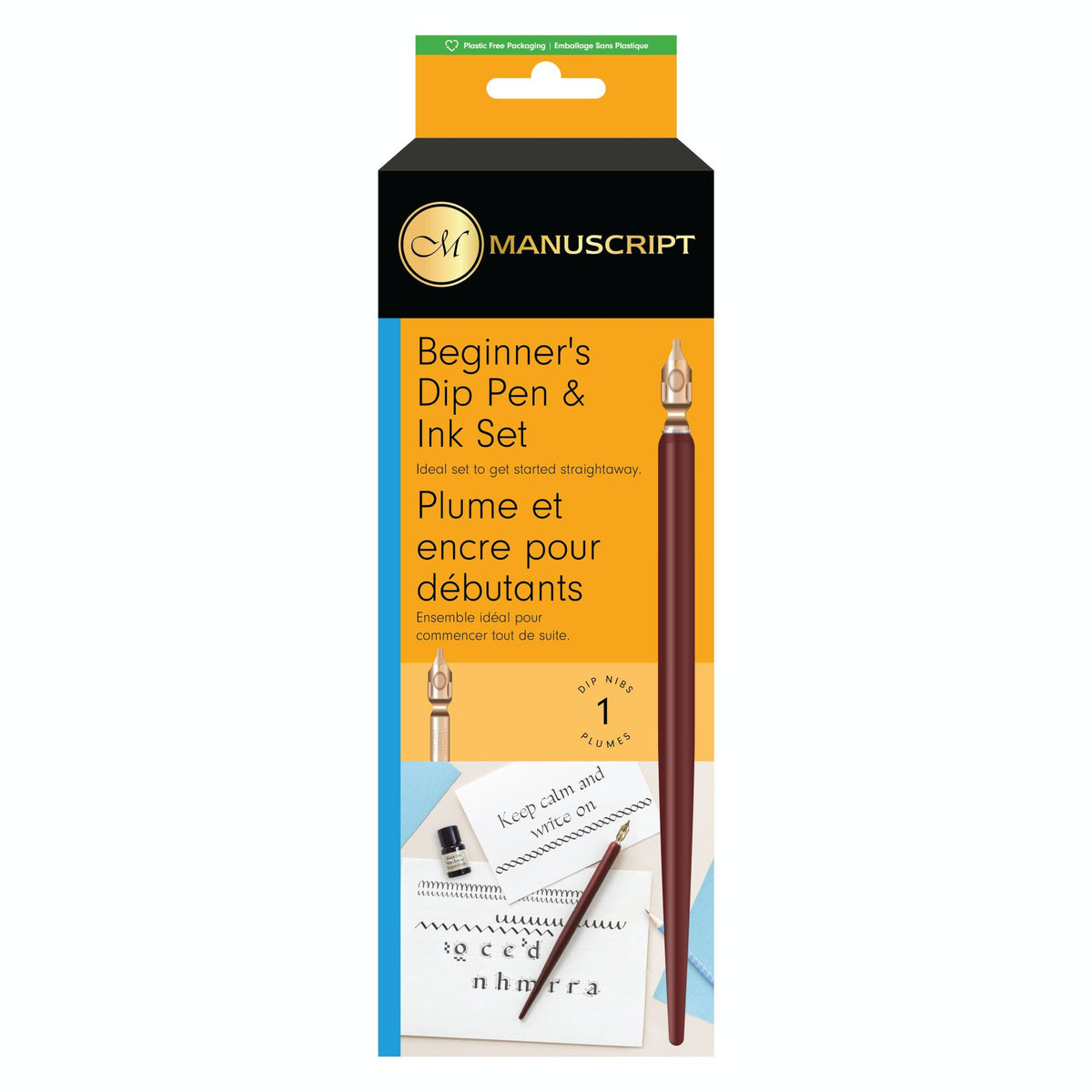 Manuscript Dip Pen Round Hand Nib Set with Holder & Black Ink