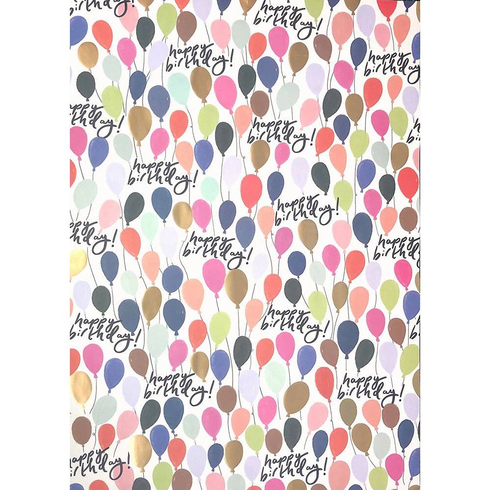 Happy Birthday Ballons Flat Wrap