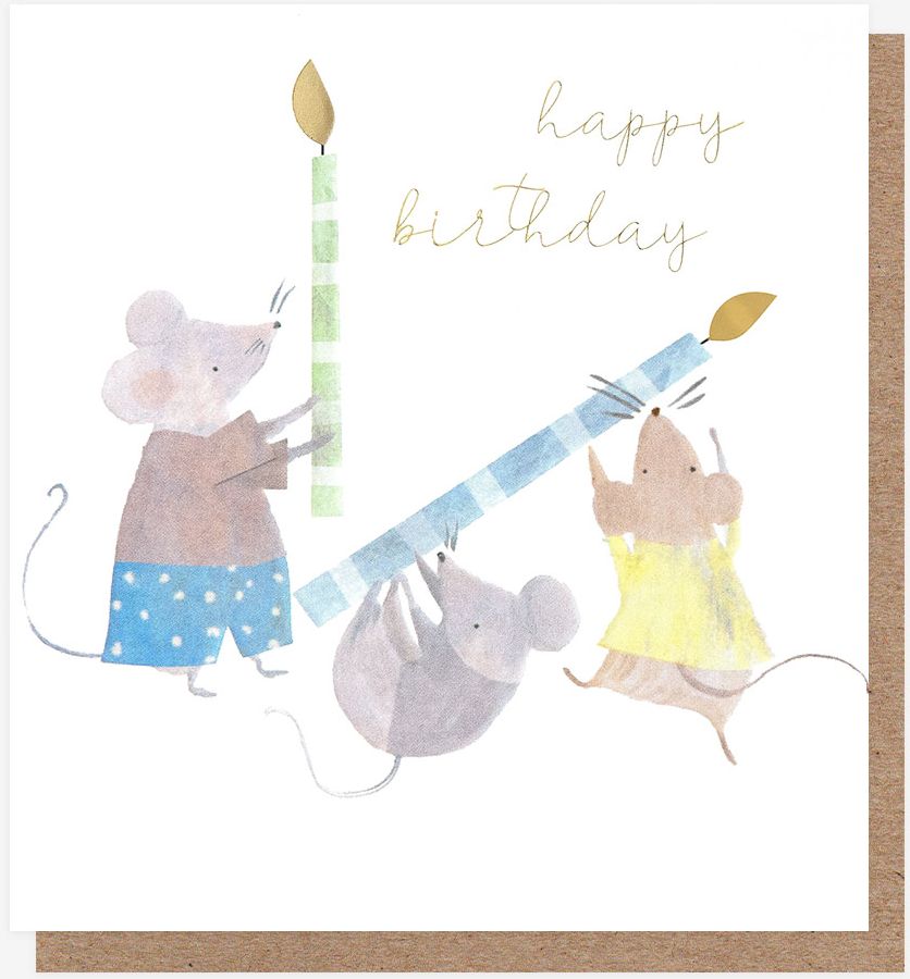 Three Mice Birthday Card