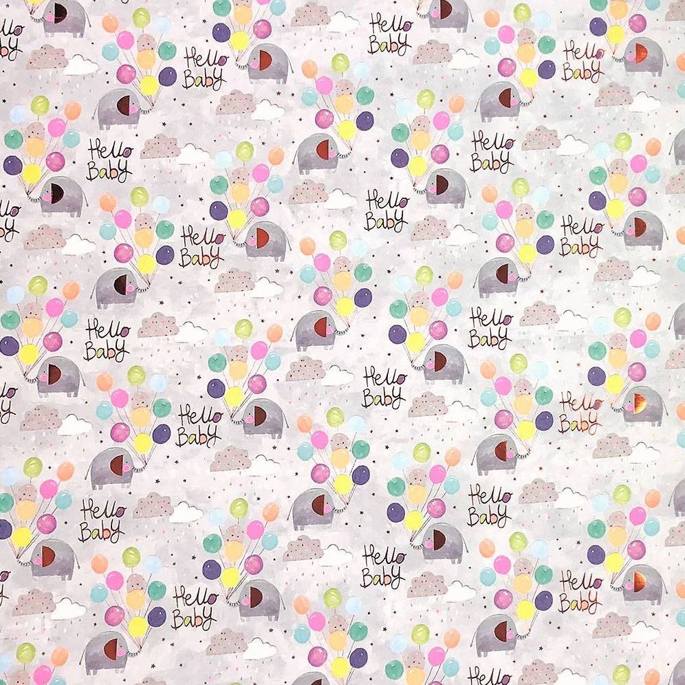 Hello Baby Elephant Flat Wrap