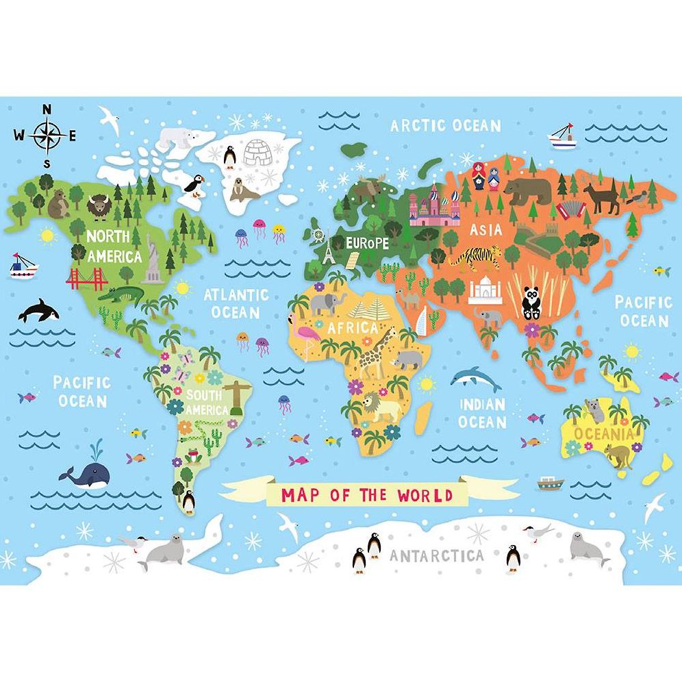 Kid's Map Of The World Flat Wrap | Paper Source