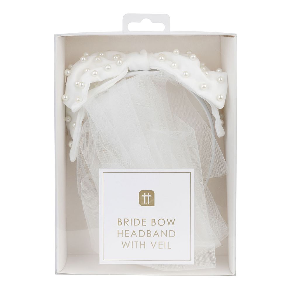PEARL BOW HEADBAND WITH VEIL | Paper Source display picture 2