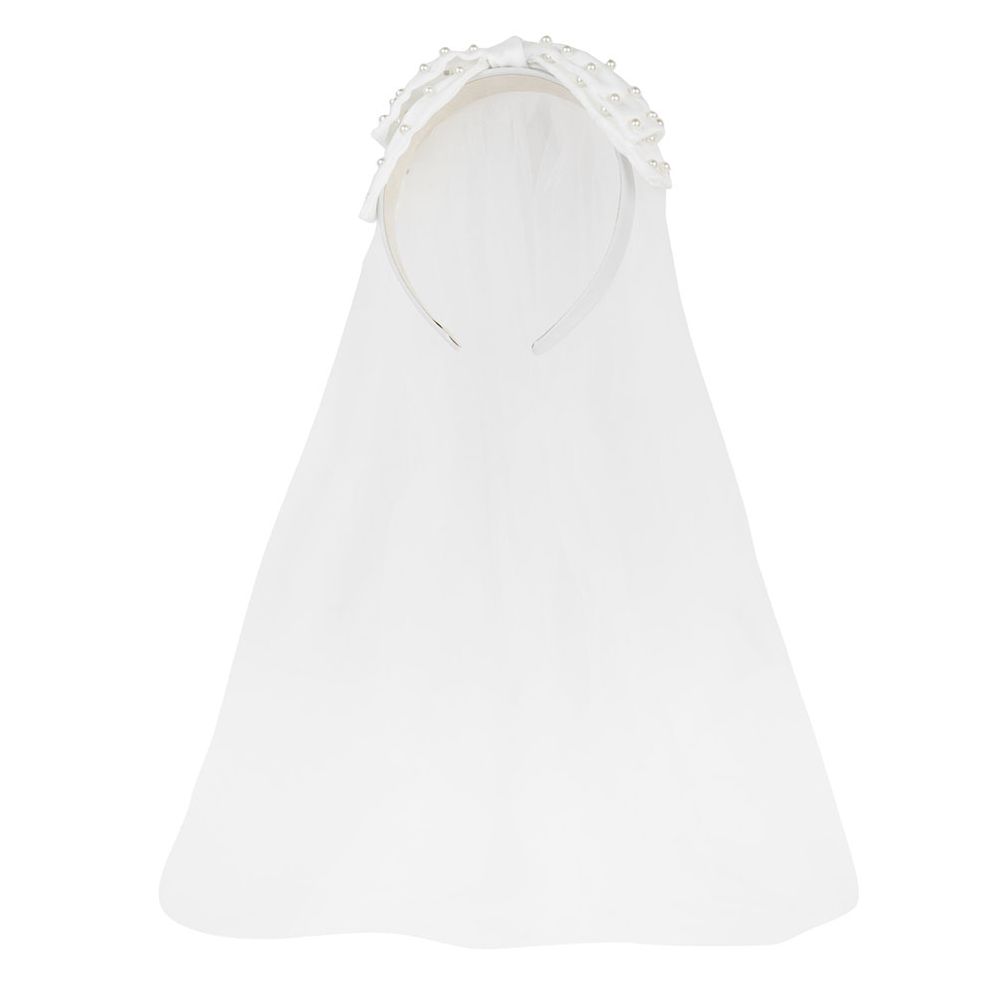 PEARL BOW HEADBAND WITH VEIL