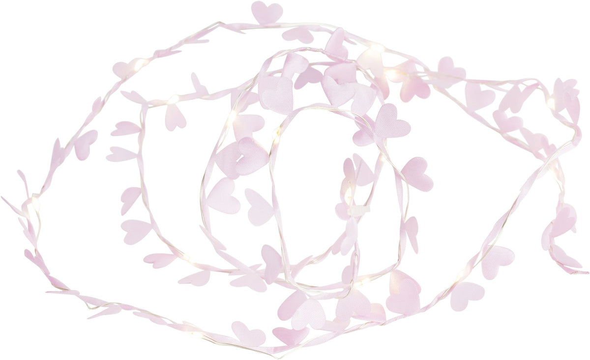 Pink Ribbon Heart String Lights