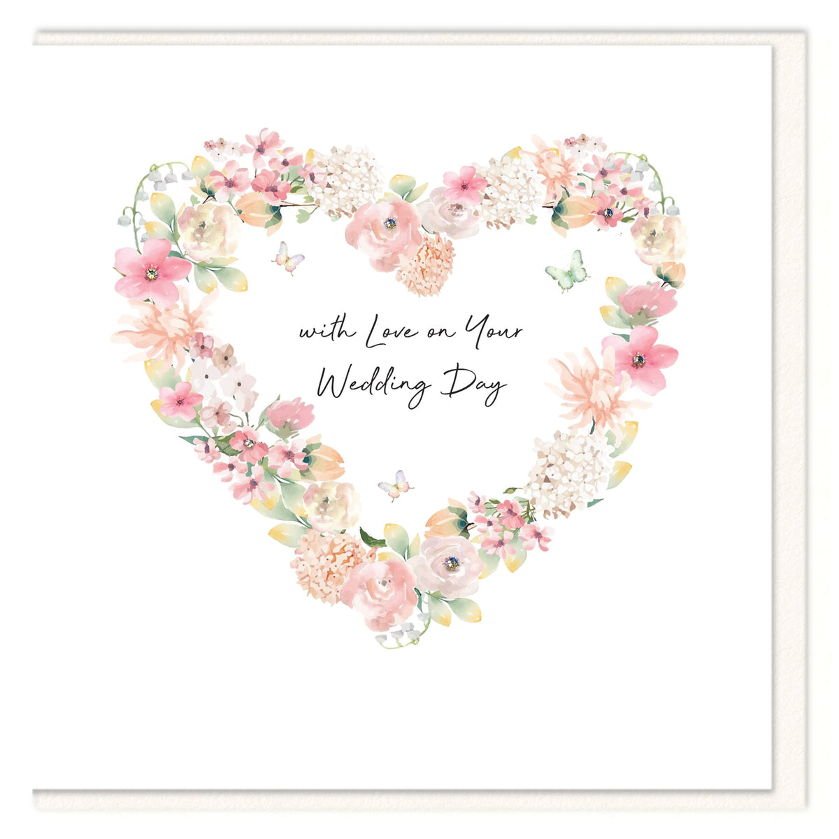 With Love Embelished Heart Wedding Card