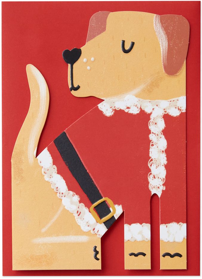 Golden Labrador Santa Christmas Card