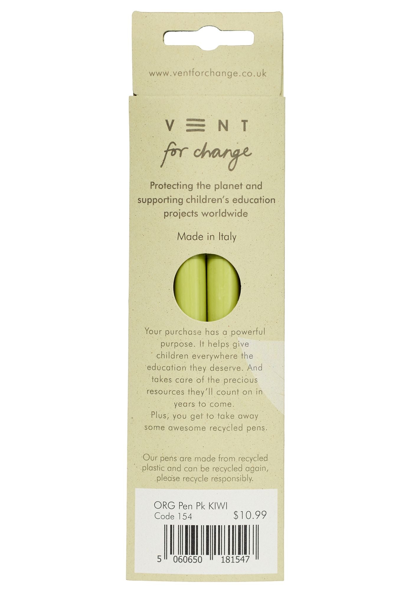 Organics Kiwi Recycled Pens