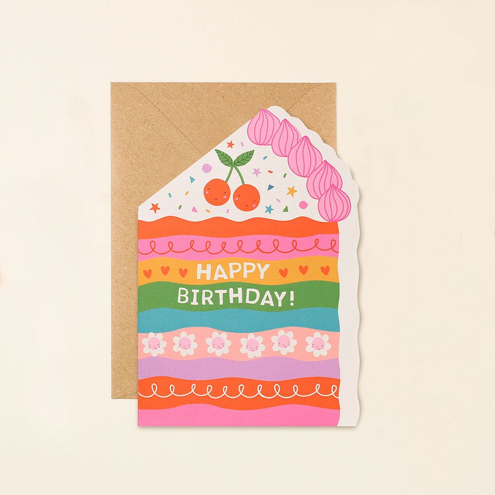 Colorful Cake Slice Birthday Card