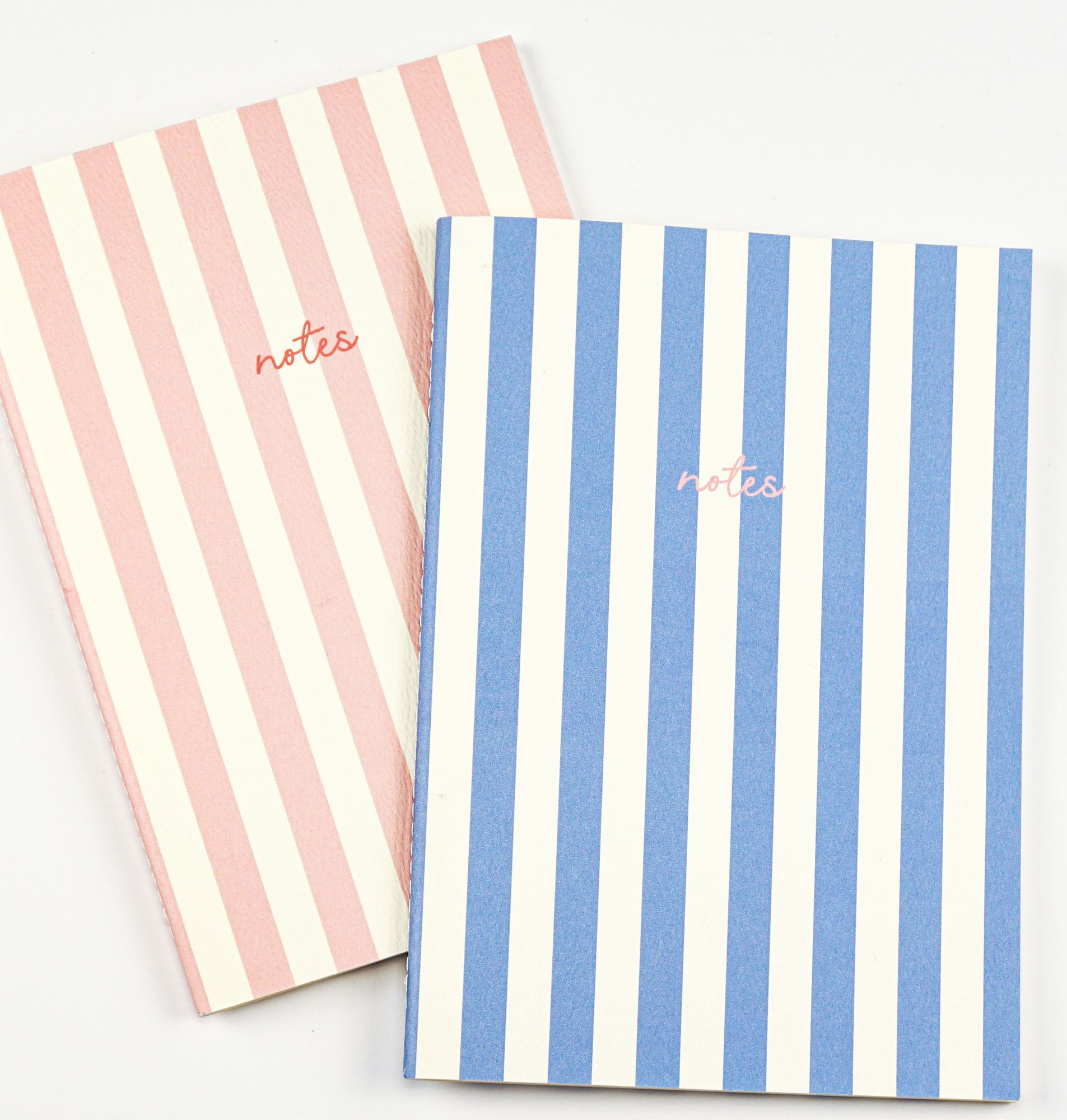 Handmade Striped Notebook 2PK Blue/Pink