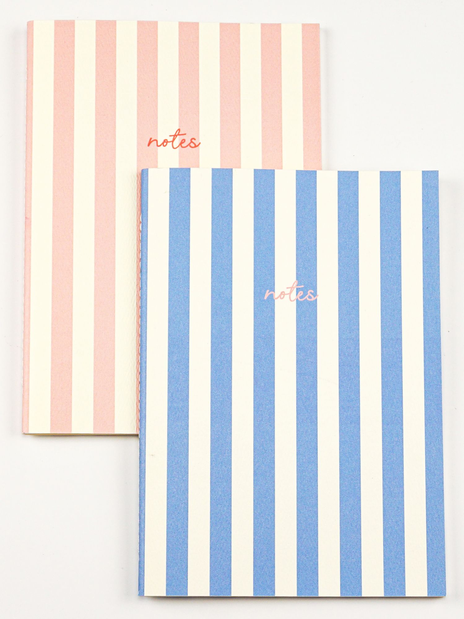 Handmade Striped Notebook 2PK Blue/Pink