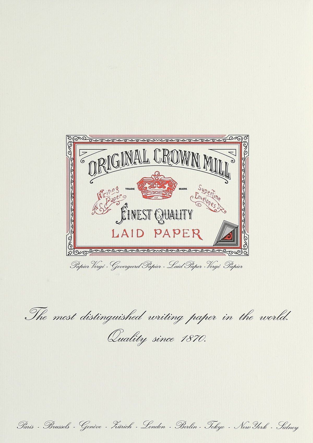 Original Crown Mill Classic Laid Writing Pad (A4) Cream