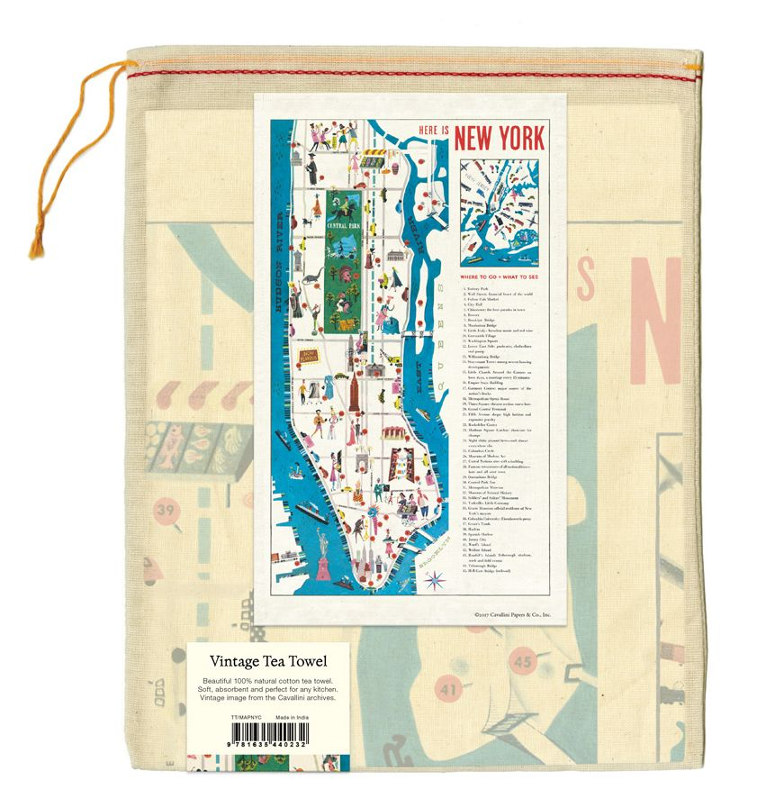 New York Map Tea Towel