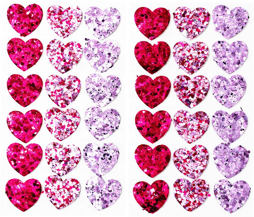 Pastel Glitter Heart Stickers