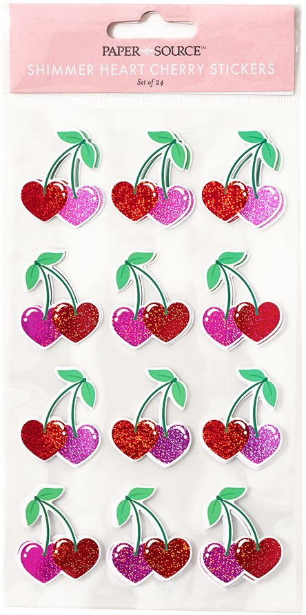 Shimmer Heart Cherry Stickers