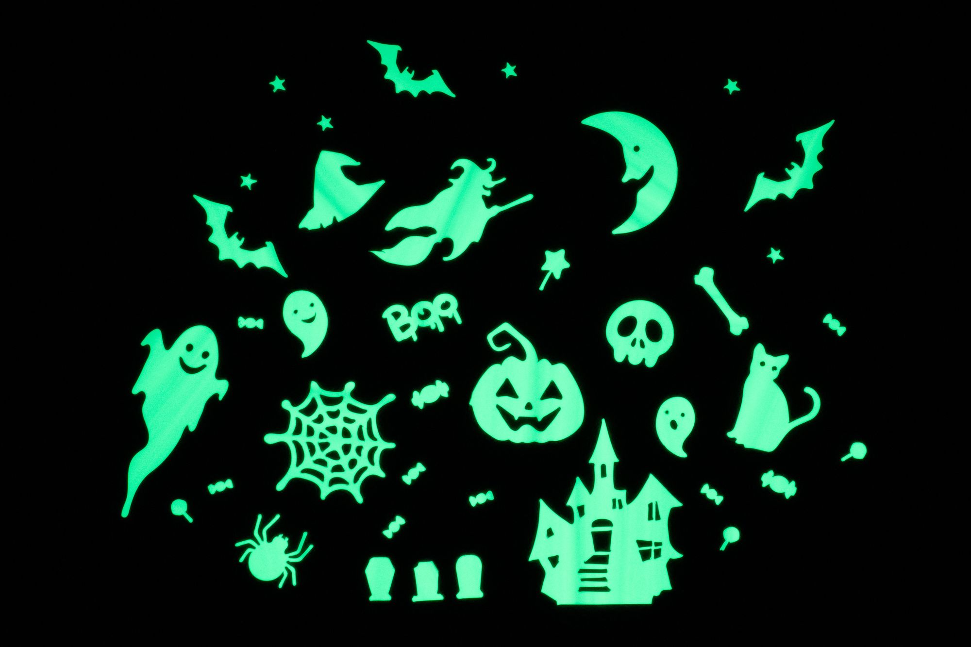 Glow In The Dark Halloween Town Wall Stickers