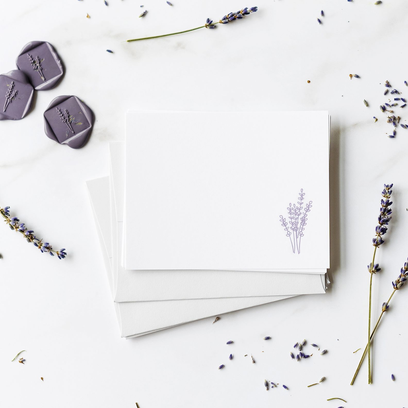 Correspondence Lavender Flat Wax Seal Stationery Set
