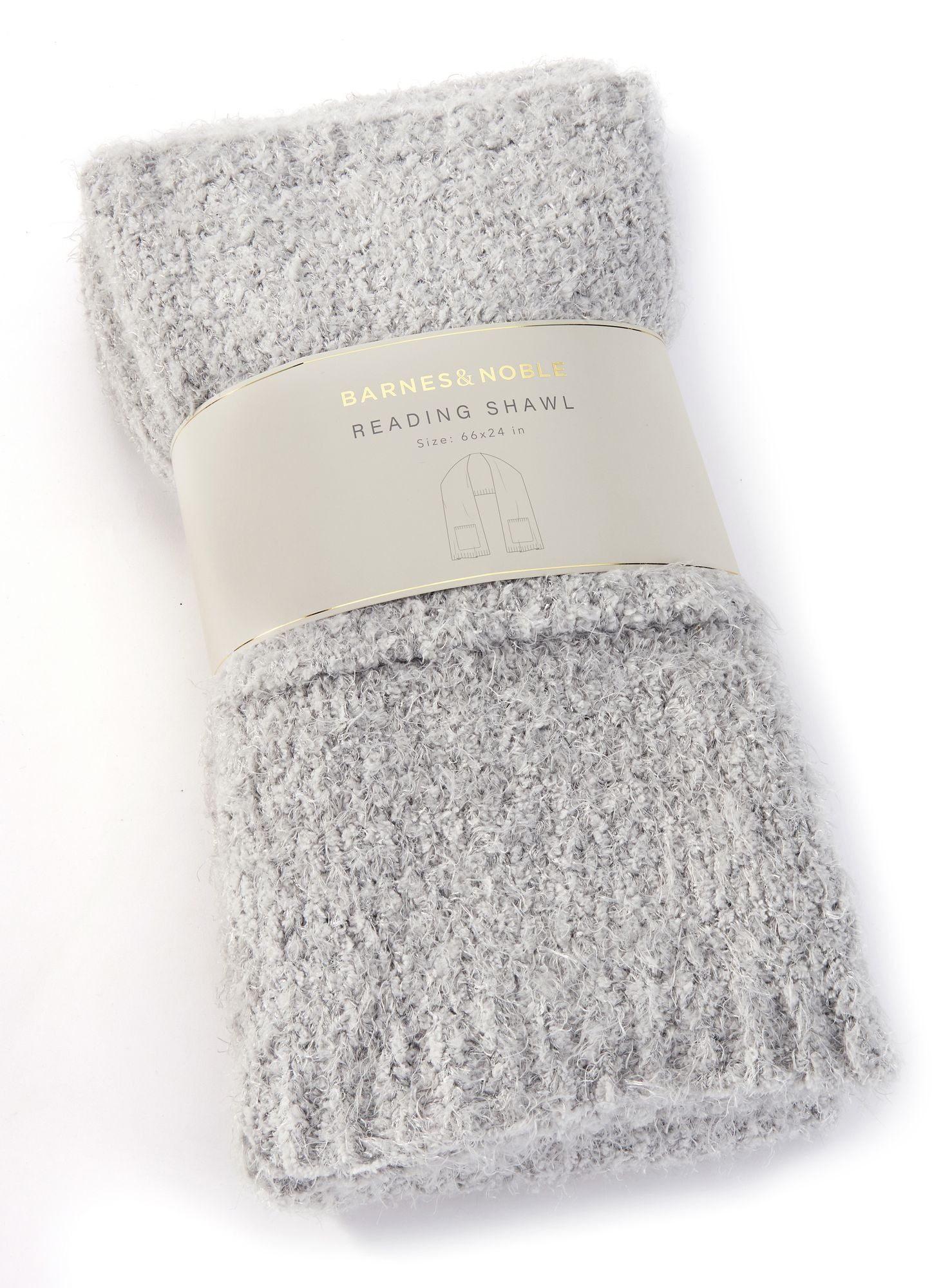 Reading Shawl with Pockets, Light Gray