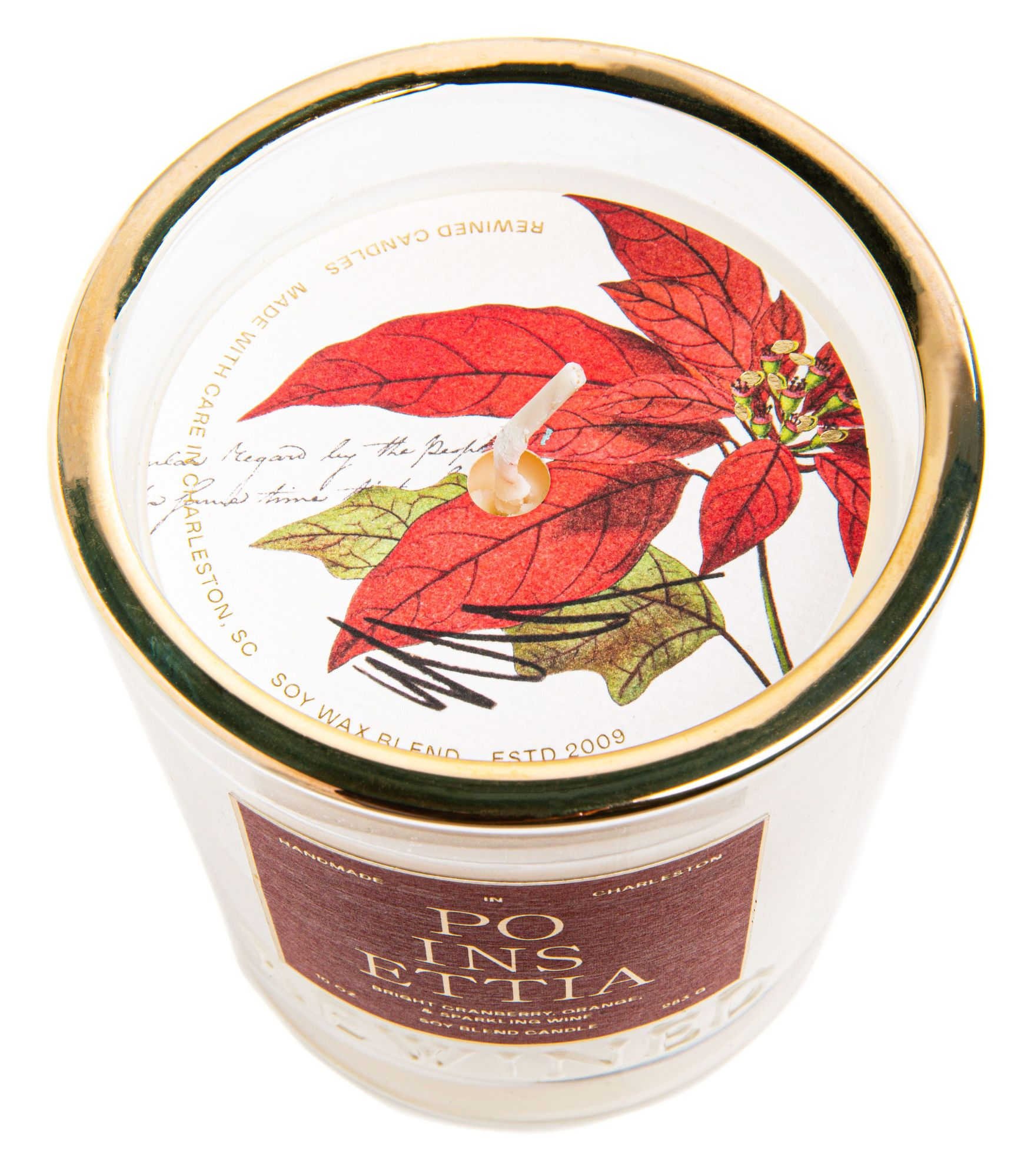 Rewined Poinsettia Candle