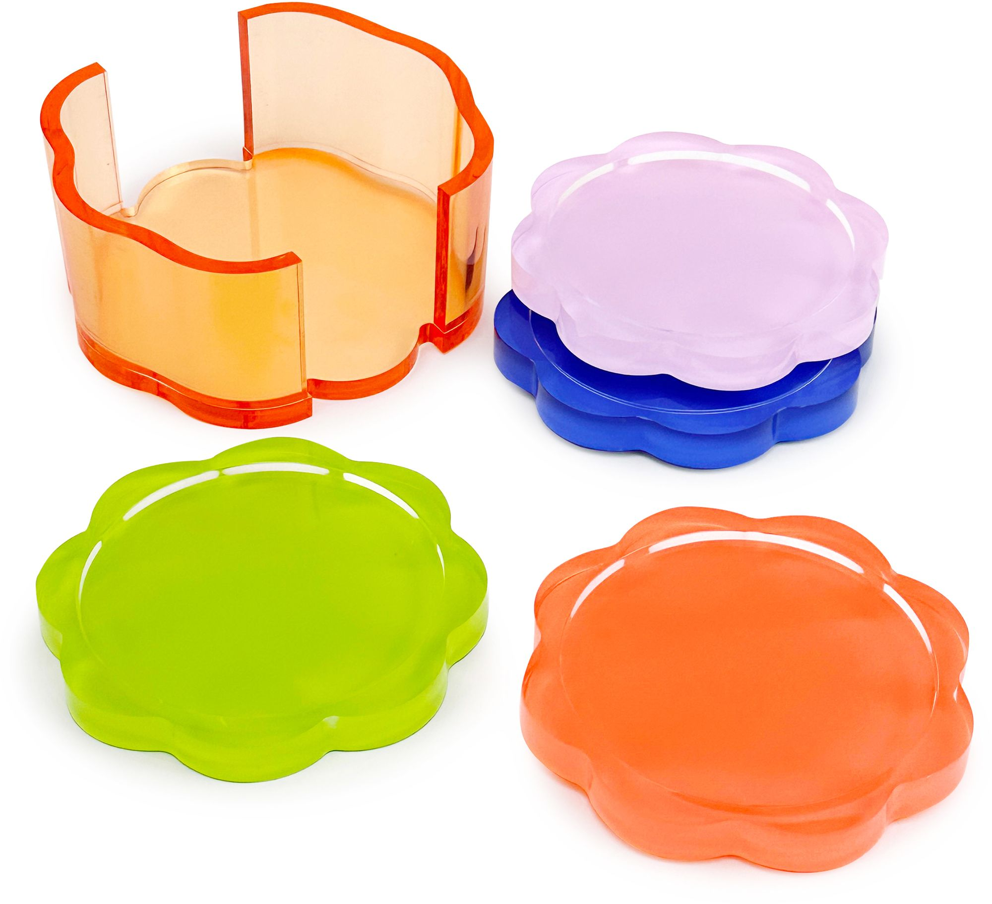 Bright Acrylic Flower Coasters With Holder