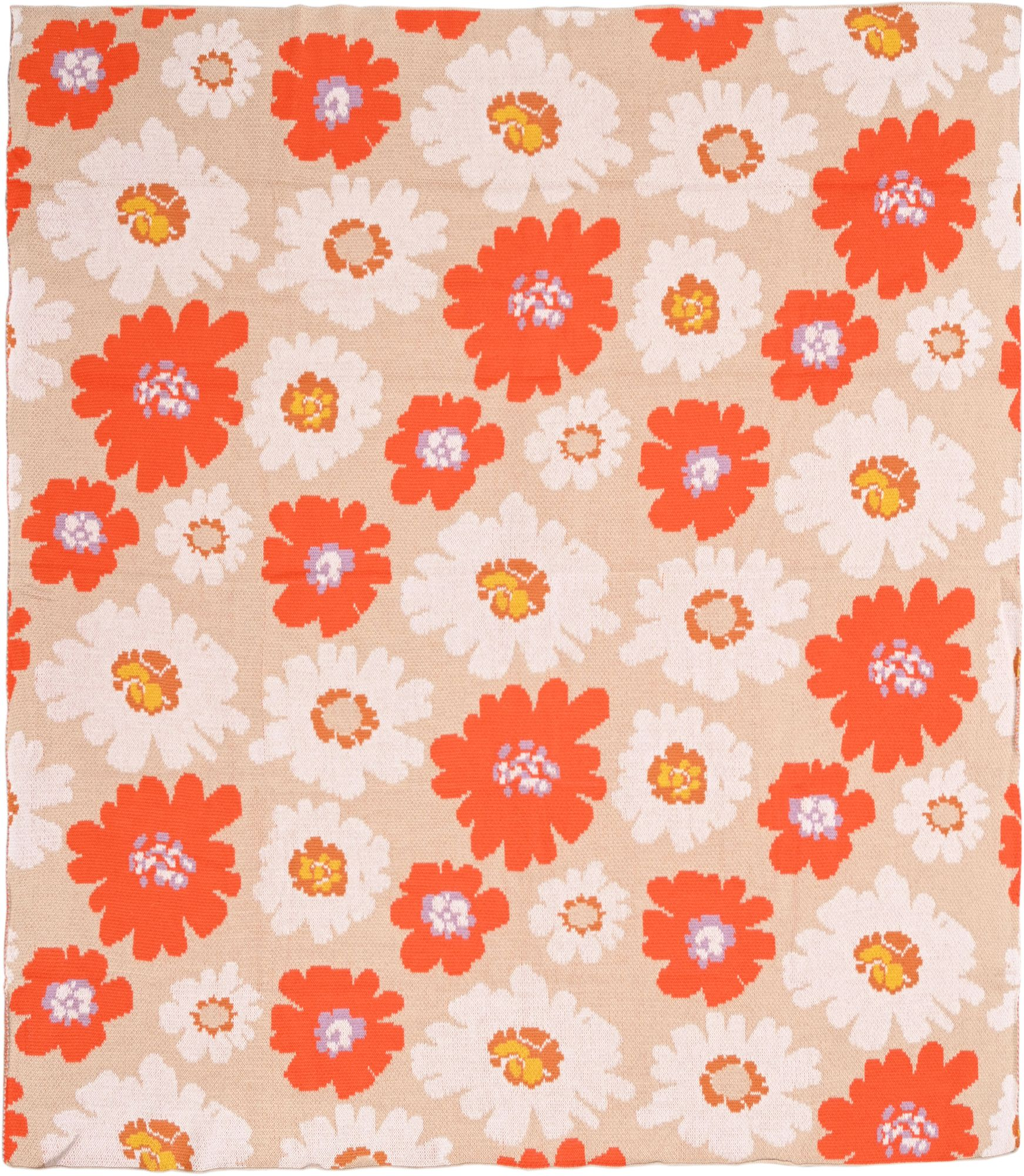 Bold Floral Knitted Throw Blanket
