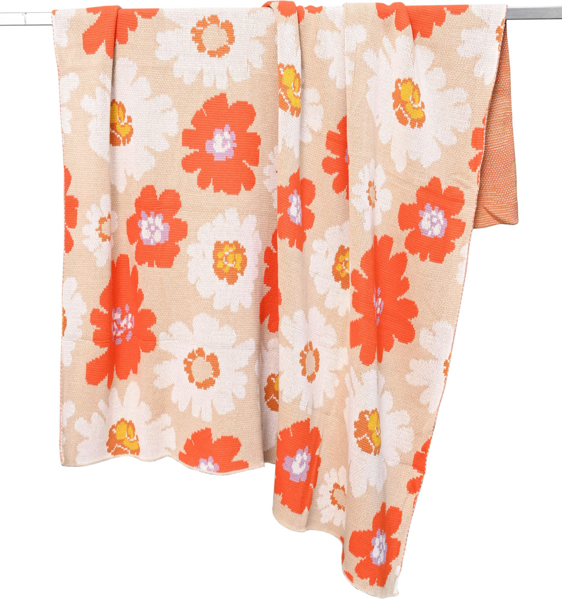 Bold Floral Knitted Throw Blanket