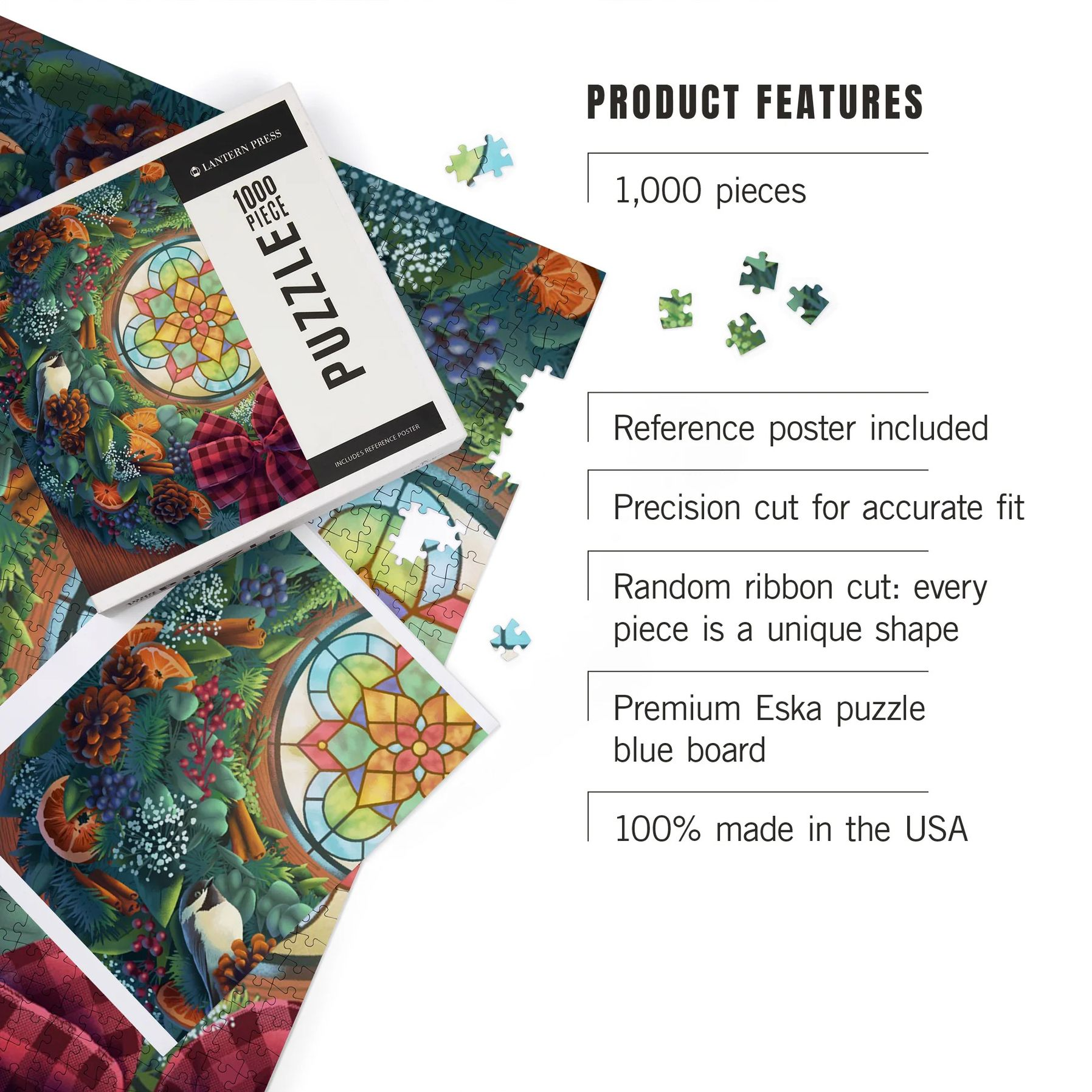 1000 Holiday Wreath Puzzle