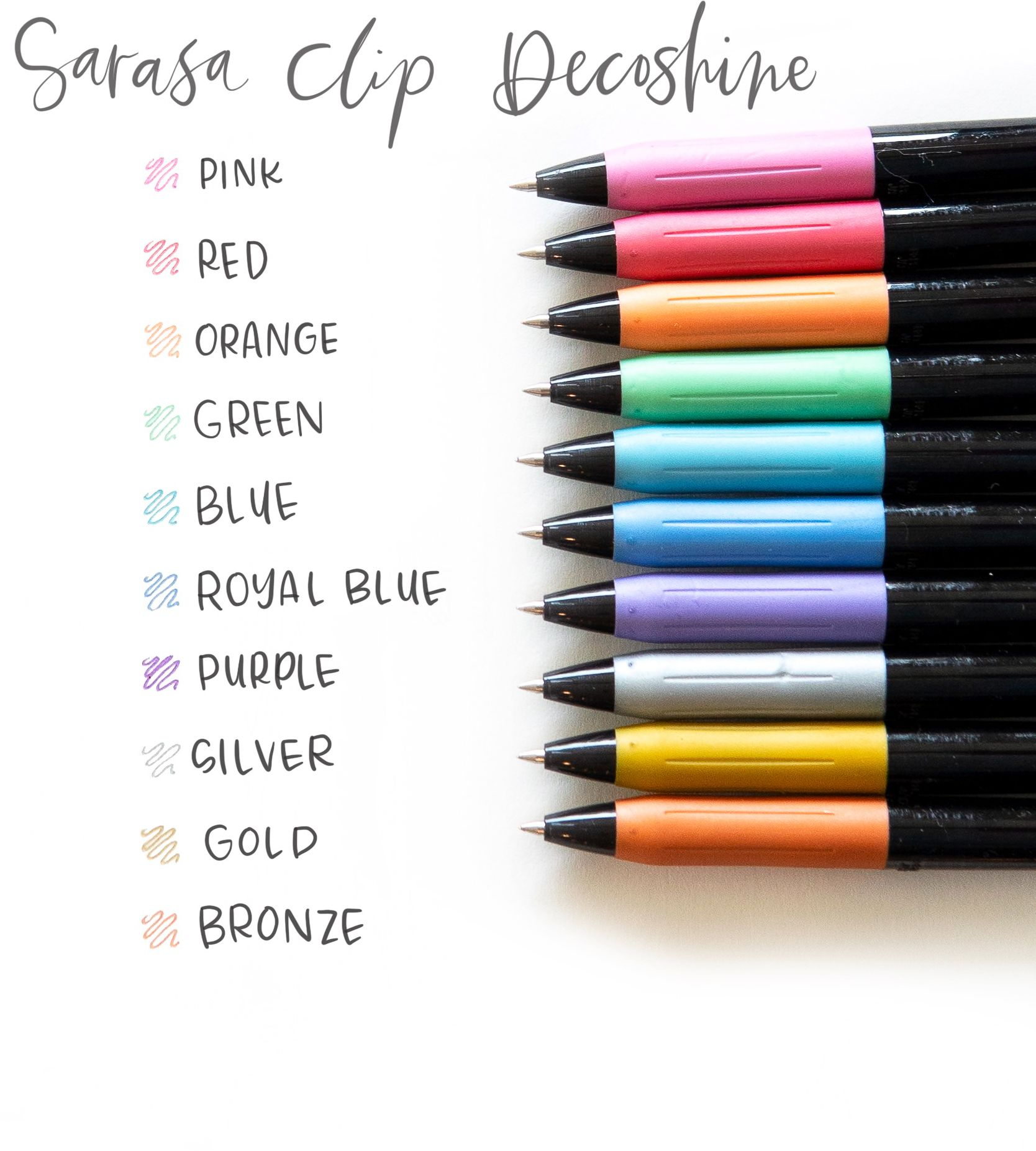 Sarasa Clip Decoshine Metallic Gel Ink Retractable Pens