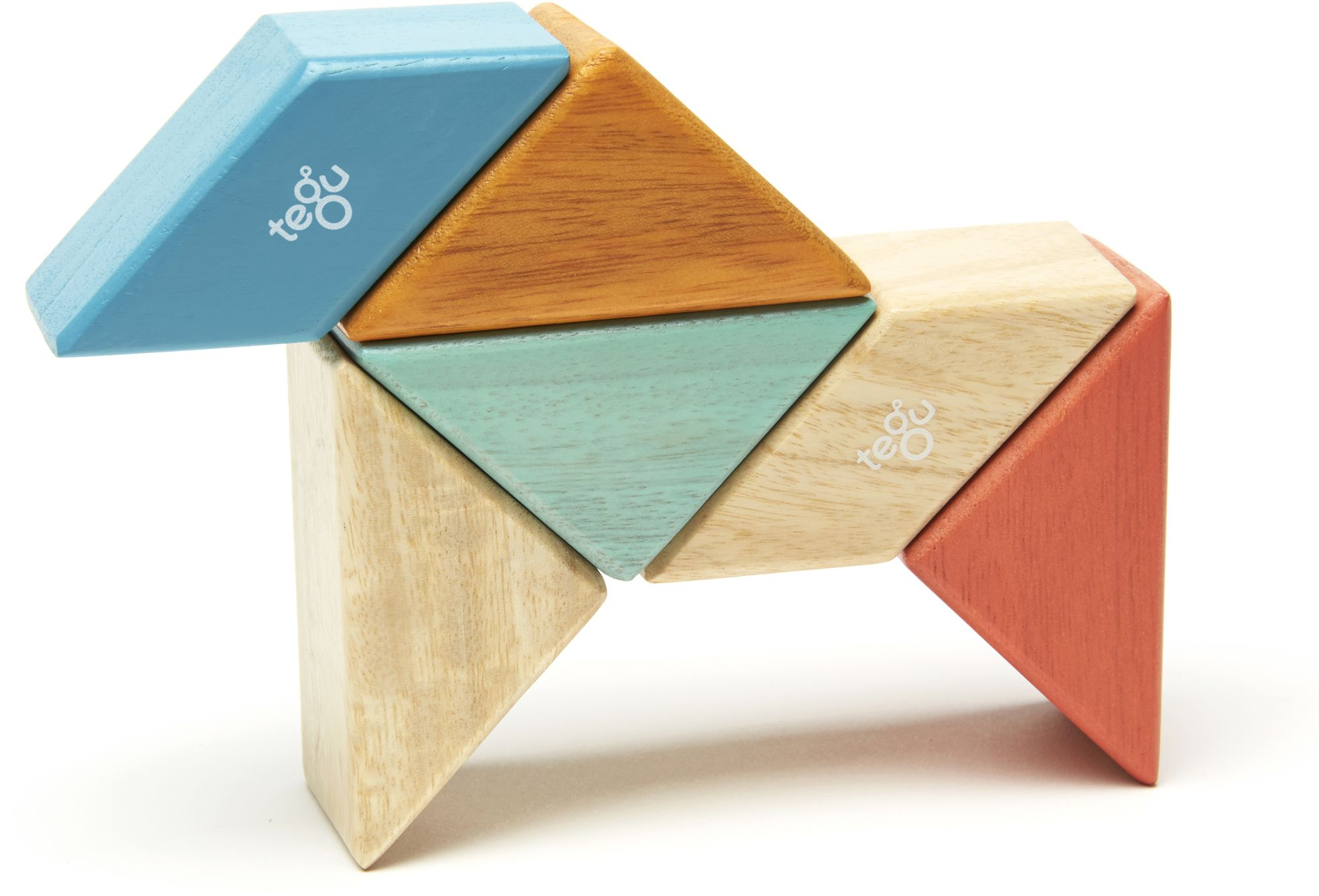 6 Piece Tegu Pocket Pouch Prism Magnetic Wooden Block Set, Sunset