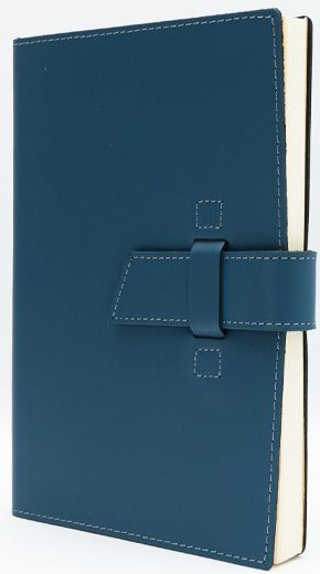 Blue Leather Journal with Leather Flap Closure and Lined Pages