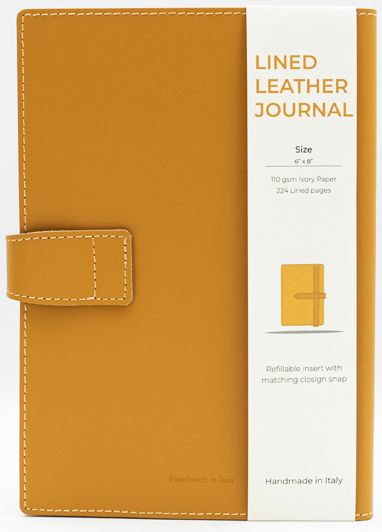 Yellow Leather Journal with Leather Flap Closure and Lined pages