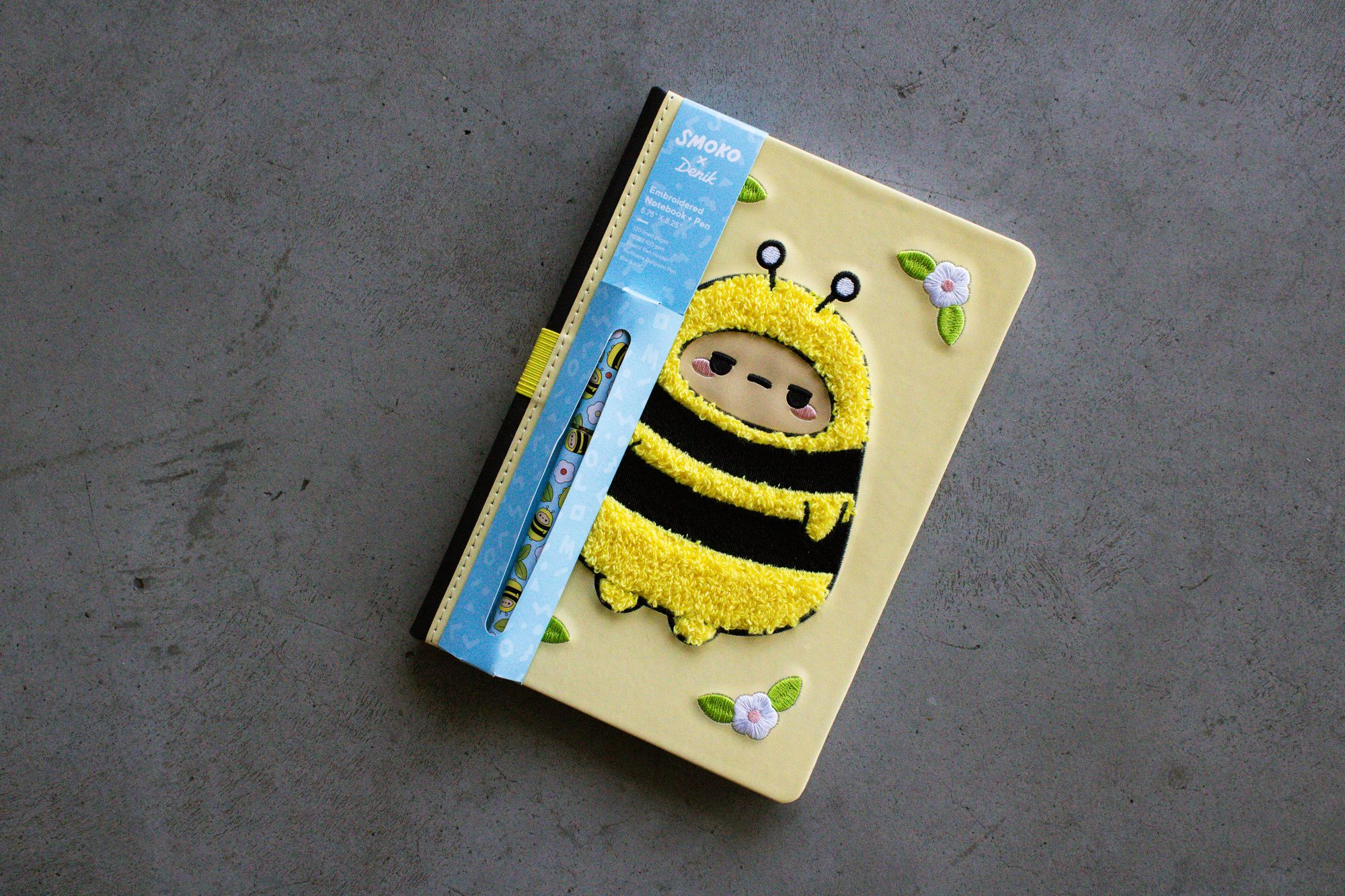 Smoko Bee Embroidered Journal with Pen