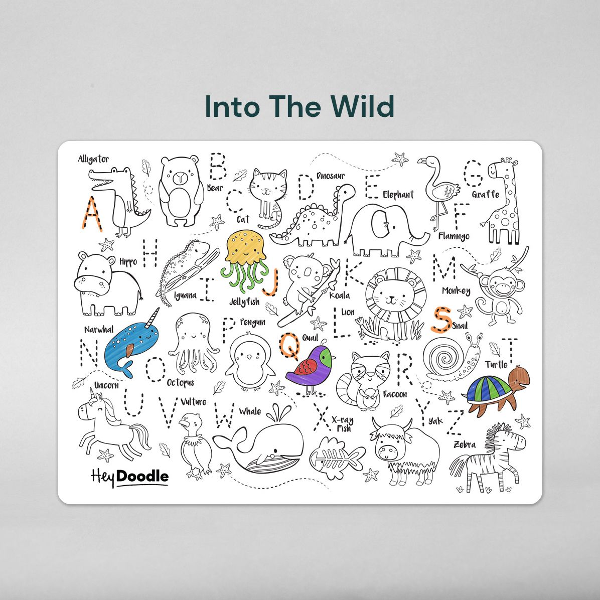 Into The Wild - Reusable silicone A3 mat: A to Z Animals