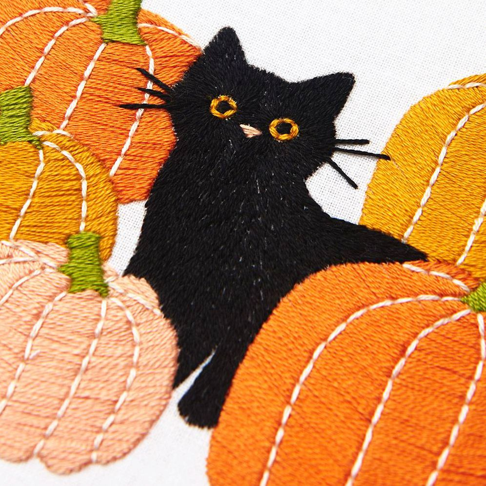 Cat Pumpkin Patch Embroidery Kit