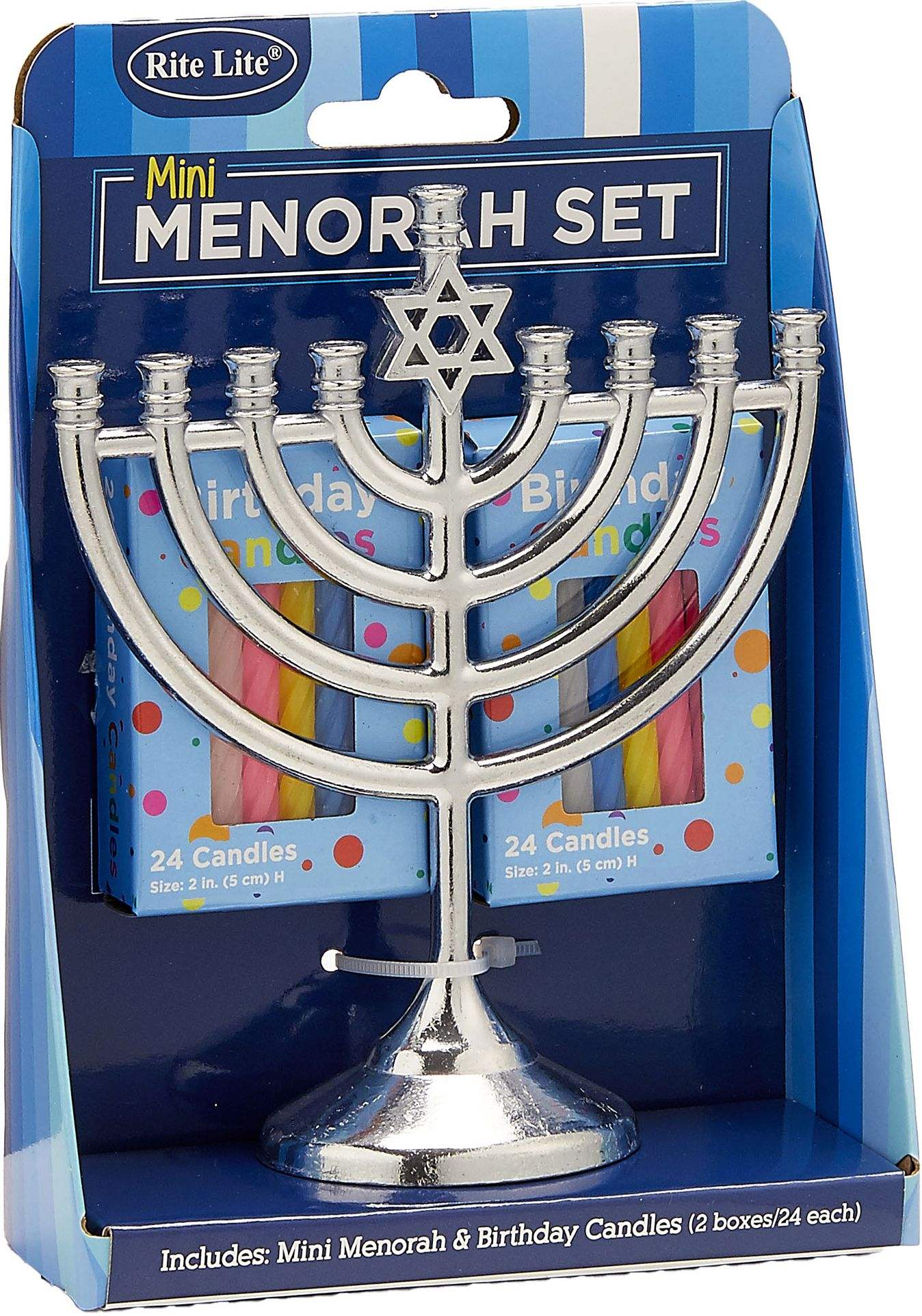 Mini Menorah and 48 Cabdke Set