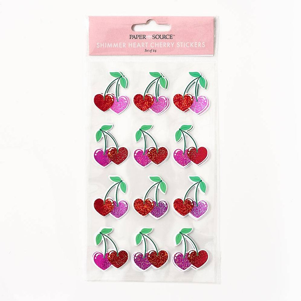 Shimmer Heart Cherry Stickers