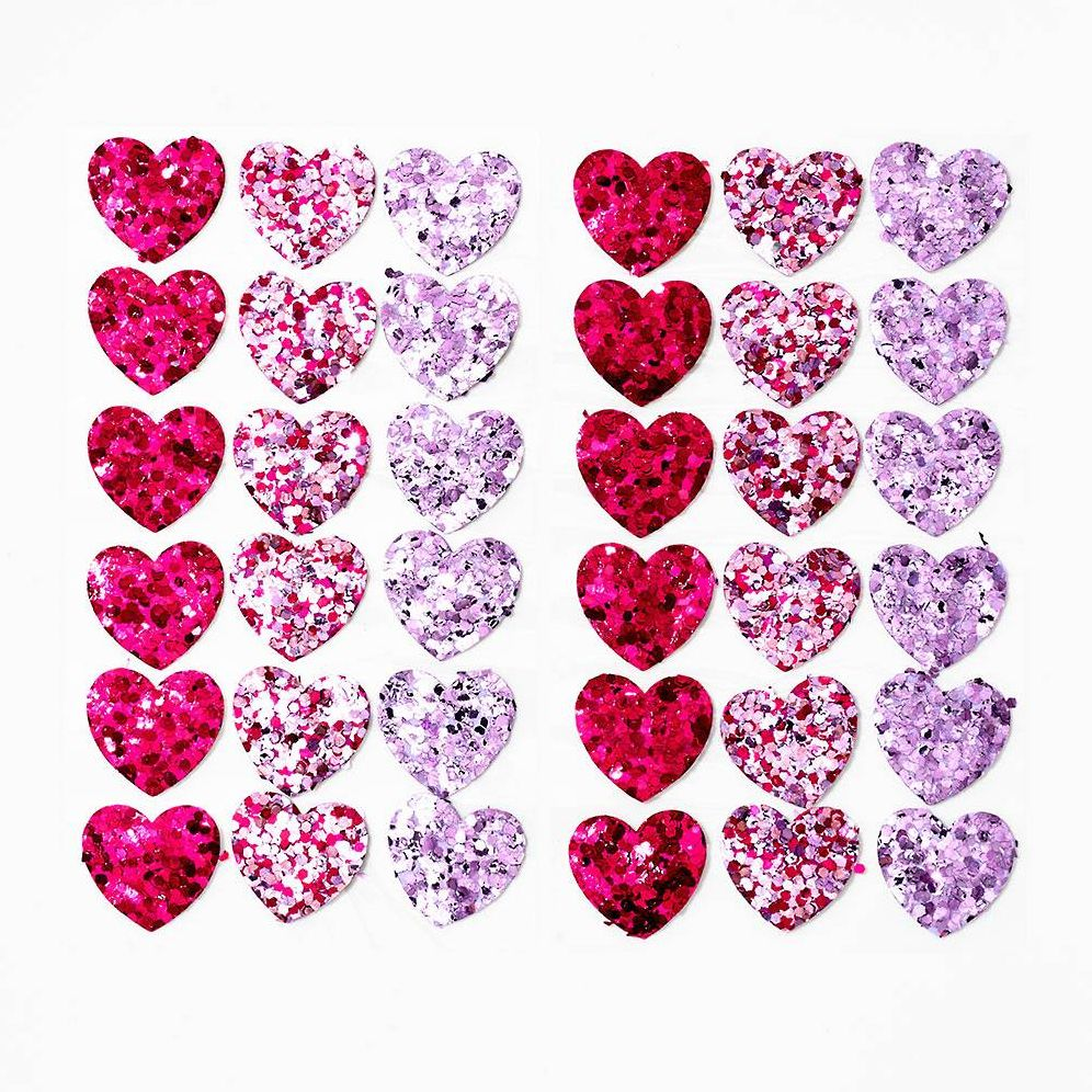 Pastel Glitter Heart Stickers