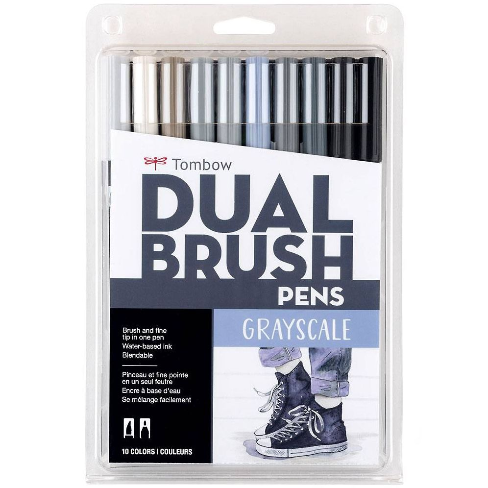 Grayscale Dual Brush Pens