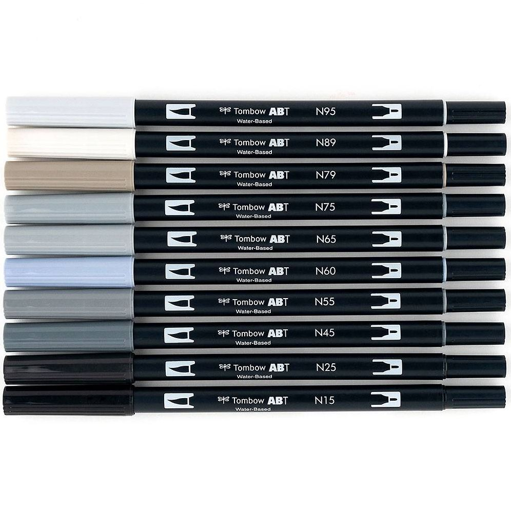 Grayscale Dual Brush Pens