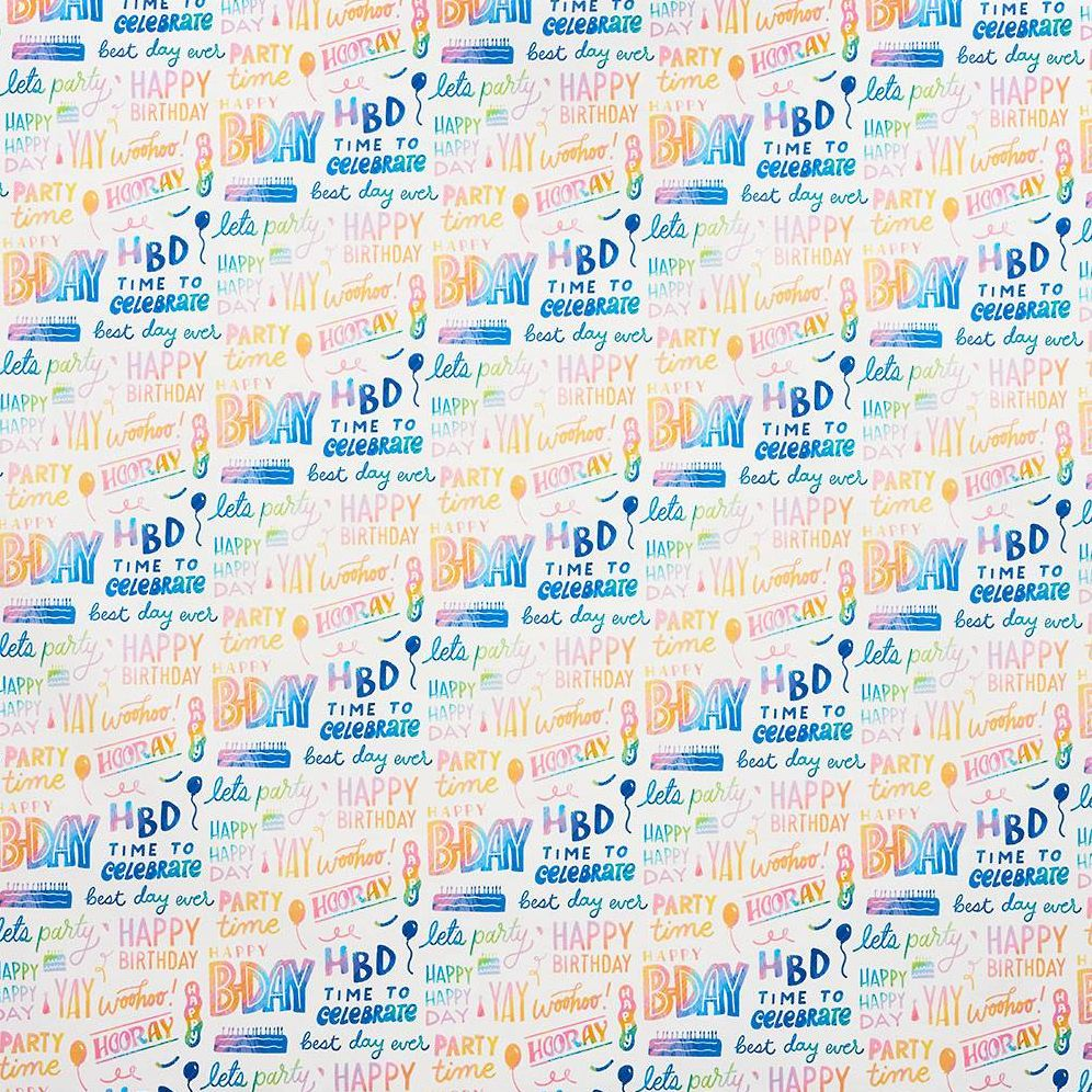 Happy Birthday Rainbow Script Stone Wrapping Paper