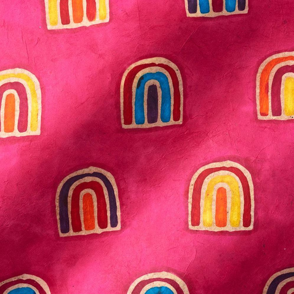 Rainbows on Magenta Handmade Paper