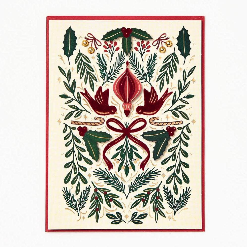 Christmas Elegant Greenery Birds Stationery Set