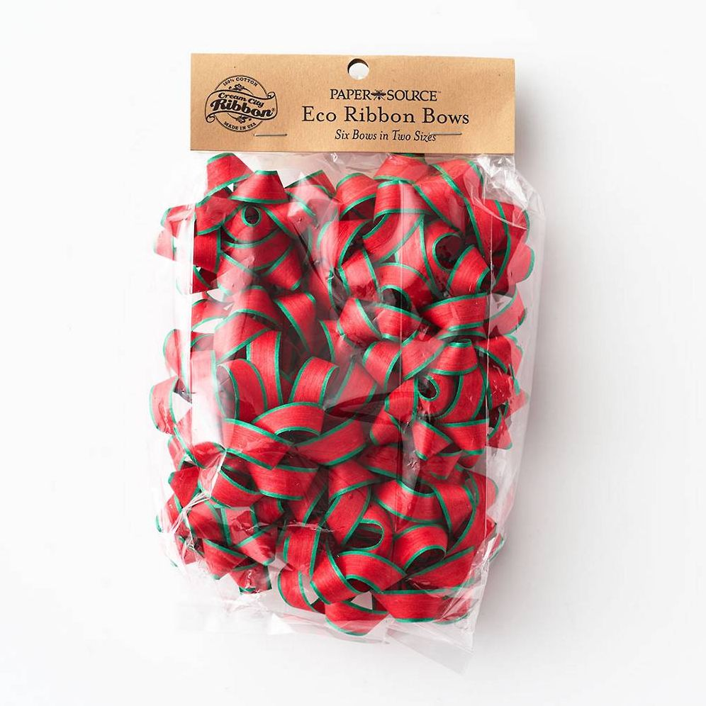 Red/Green Christmas Bow Bag S/6