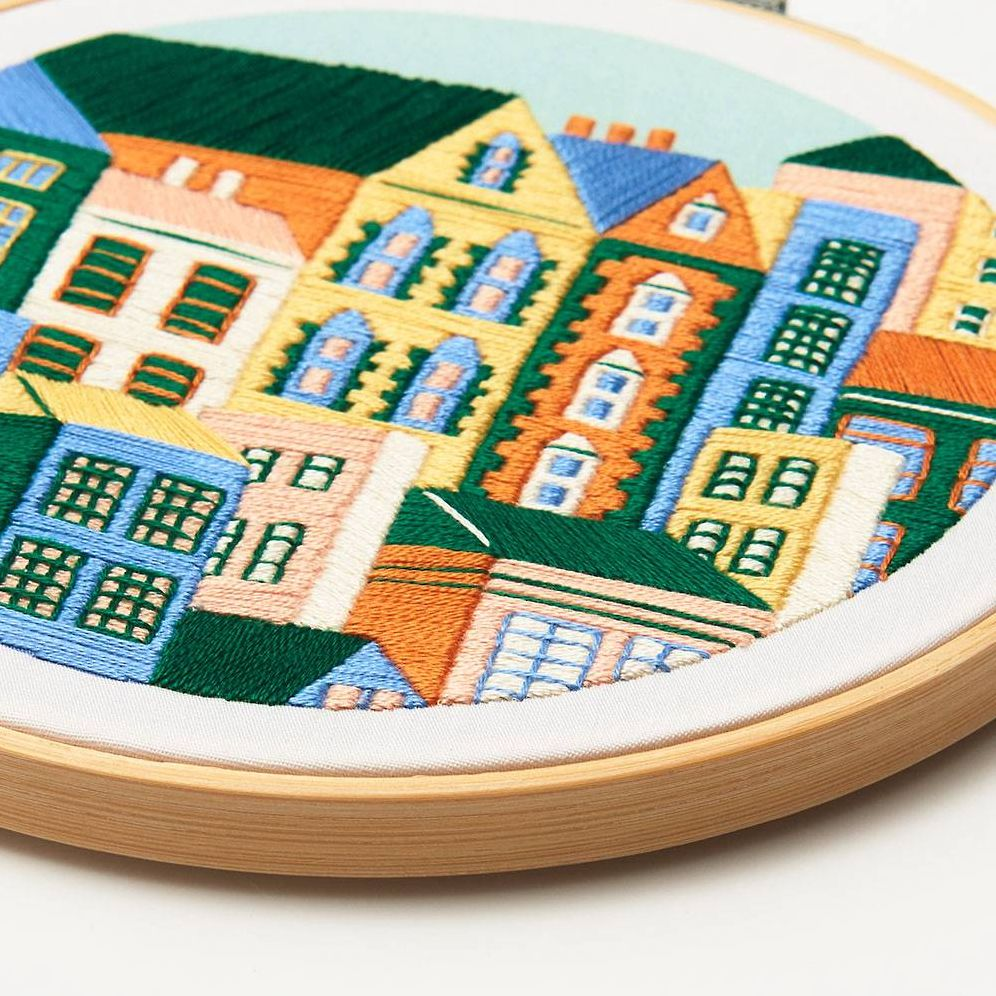Colorful Buildings Embroidery Kit