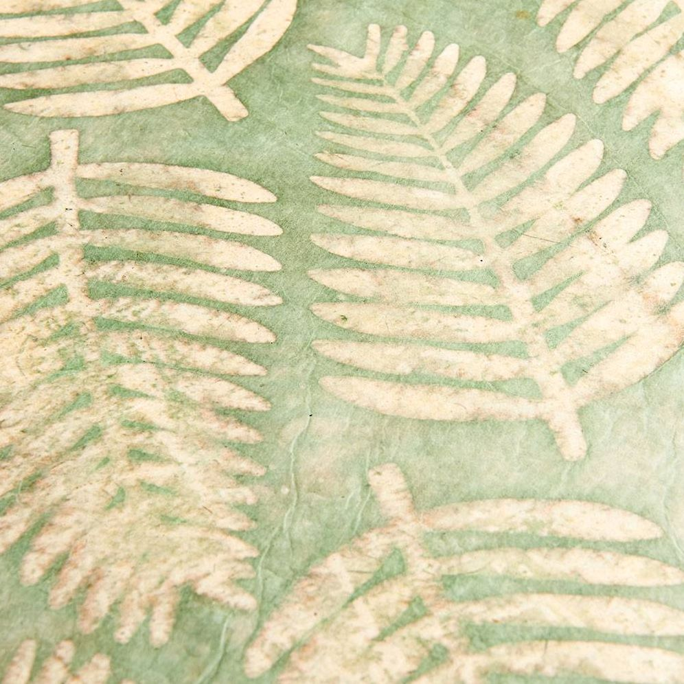 Large Leaves on Green Wax Handmade Paper