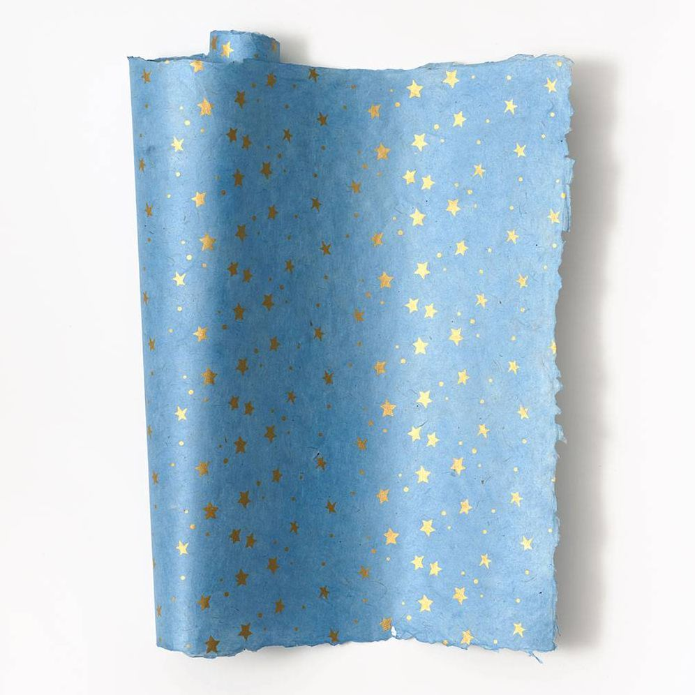 Starry Sky On Light Blue Handmade Paper