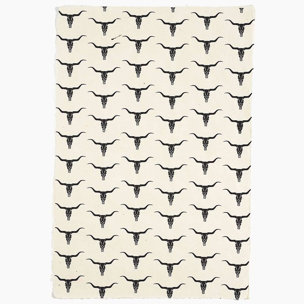 Longhorns on Cream Handmade Paper
